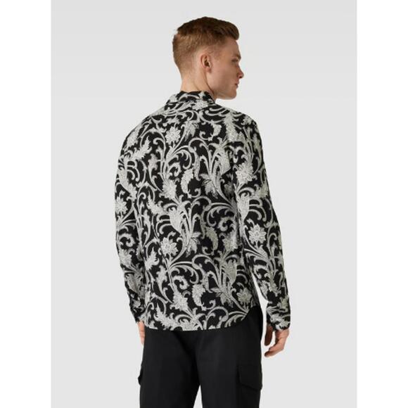 The Kooples Slim Fit Viscose Button Down Shirt Black Men’s Medium NWT - Picture 2 of 10